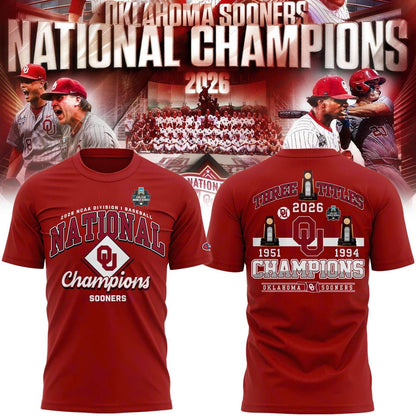 Oklahoma Sooners 2026 NCAA Baseball National Champions Tshirt