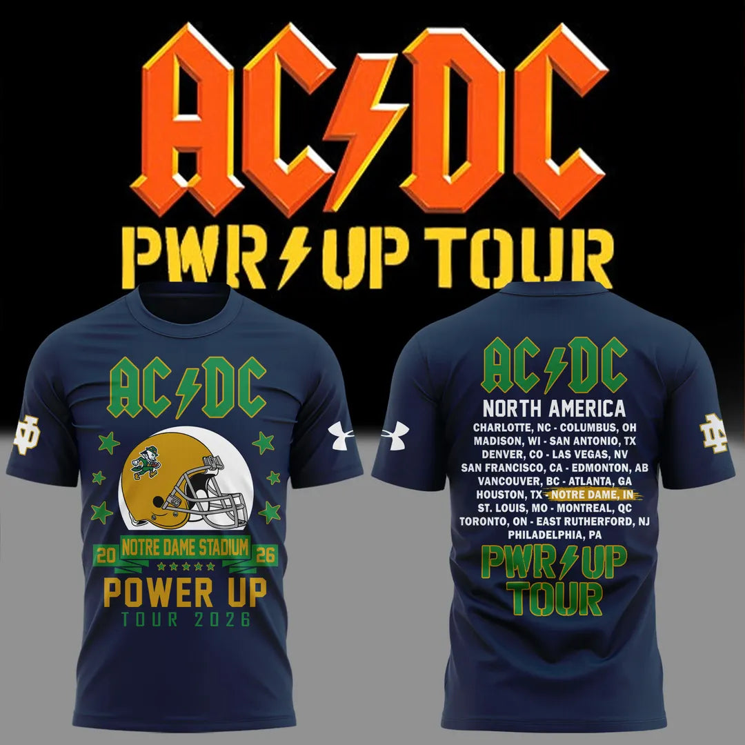 Exclusive AC/DC x Notre Dame Football - Power Up Tour 2026 T-Shirt