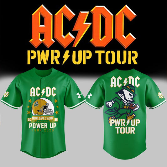 Special Power Up Tour 2026 - AC/DC x Notre Dame Baseball Jersey