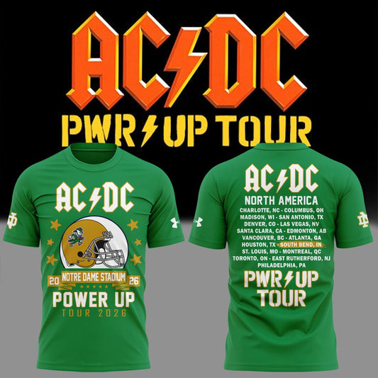 Newest Shirt AC/DC x Notre Dame Football - Power Up Tour 2026 T-Shirt