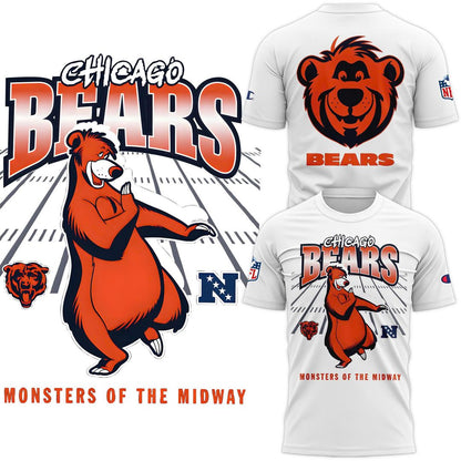 Chicago Bears Baloo Monsters of the Midway White T-Shirt for Adults & Kids | Disney Champion NFL