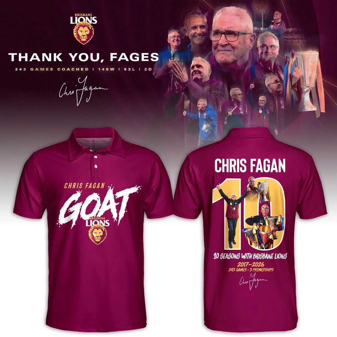 Limited Edition Polo Shirt "THANK YOU FAGES" Coach Chris Fagan Brisbane Lions
