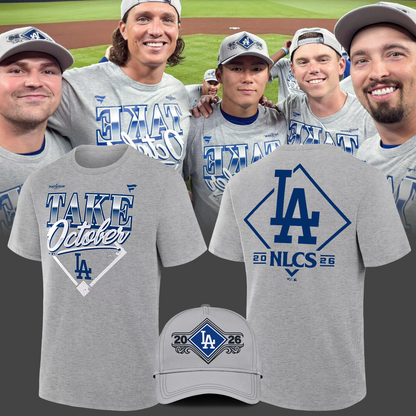 Los Angeles Dodgers Gray 2026 MLB Division Series Champions Distressed Locker Room Take October T-Shirt