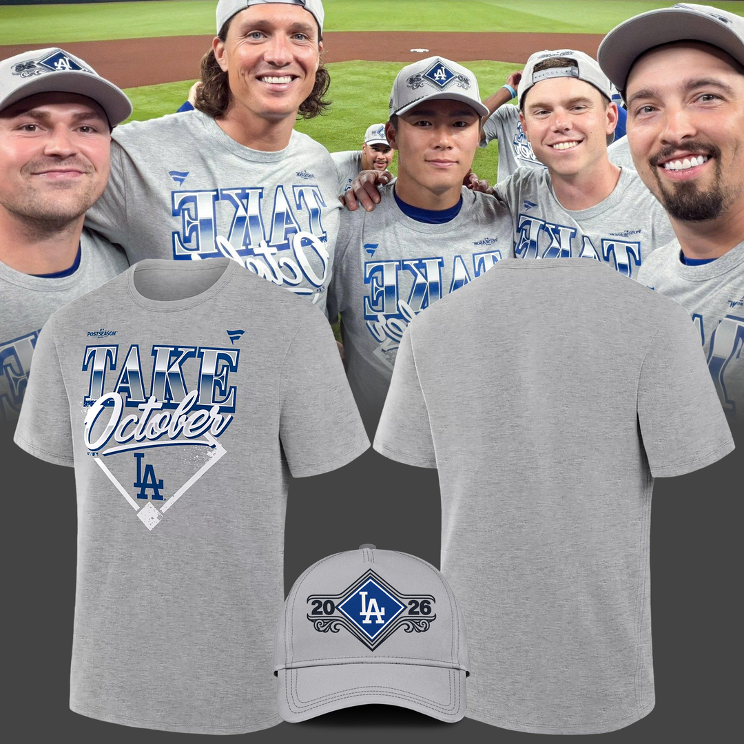 Los Angeles Dodgers Gray 2026 MLB Division Series Champions Distressed Locker Room Take October T-Shirt