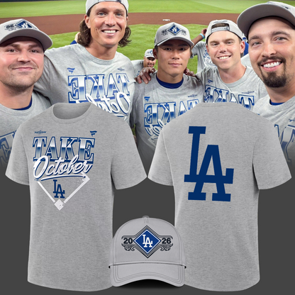 Los Angeles Dodgers Gray 2026 MLB Division Series Champions Distressed Locker Room Take October T-Shirt