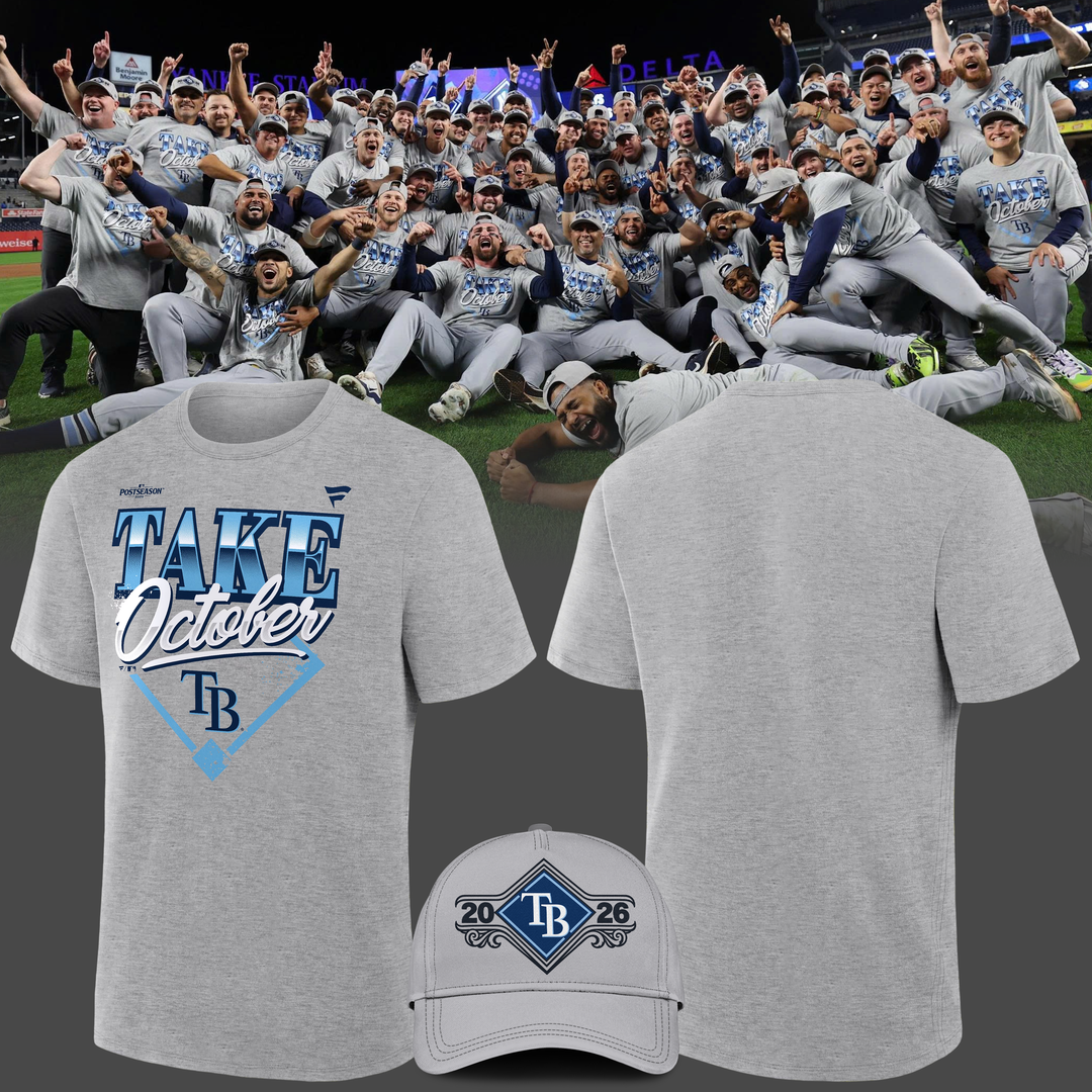 Tampa Bay Rays Gray 2026 MLB Division Series Champions Distressed Locker Room Take October T-Shirt