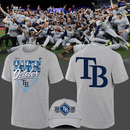 Tampa Bay Rays Gray 2026 MLB Division Series Champions Distressed Locker Room Take October T-Shirt