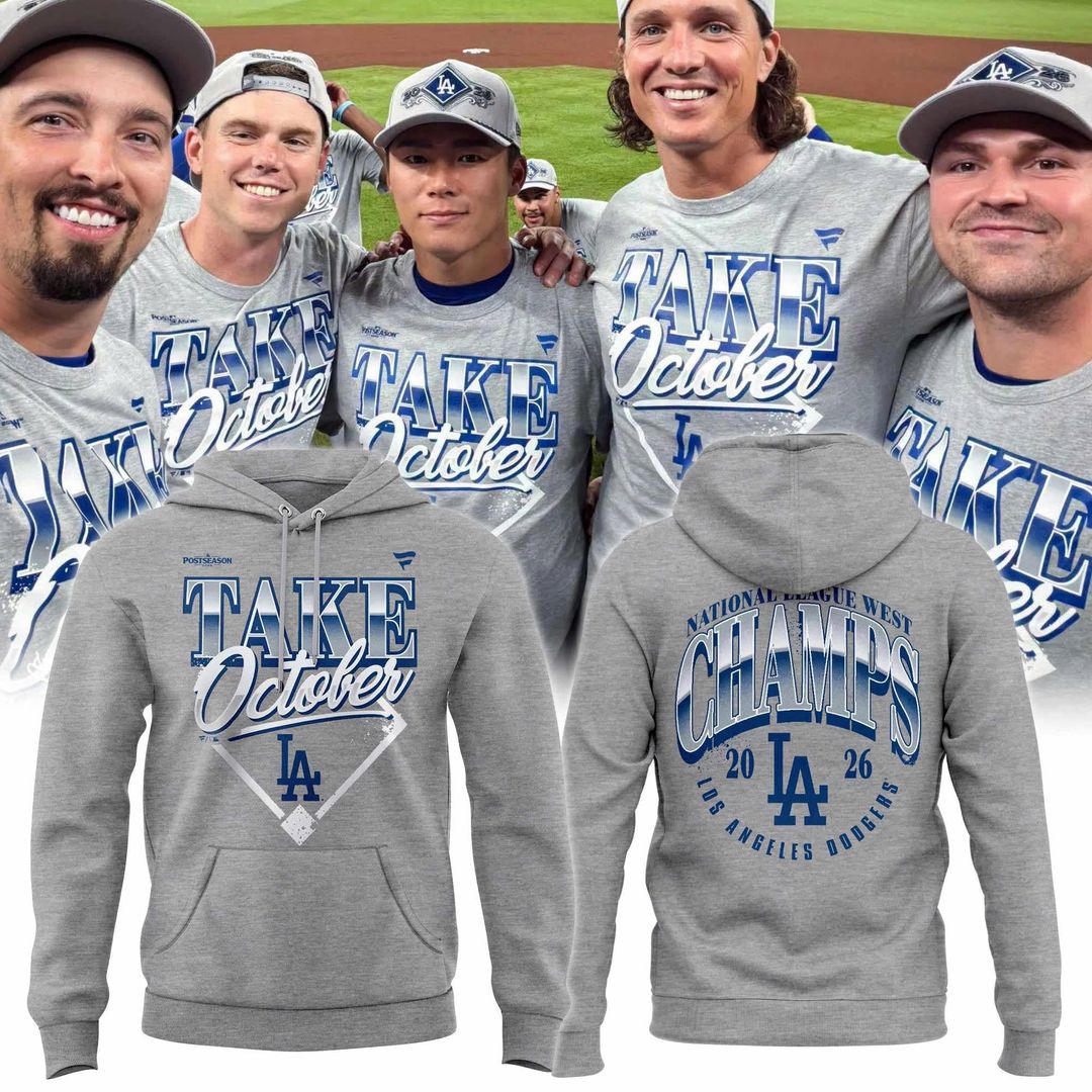 Los Angeles Dodgers Gray 2026 MLB Division Series Champions Distressed Locker Room Take October Hoodie