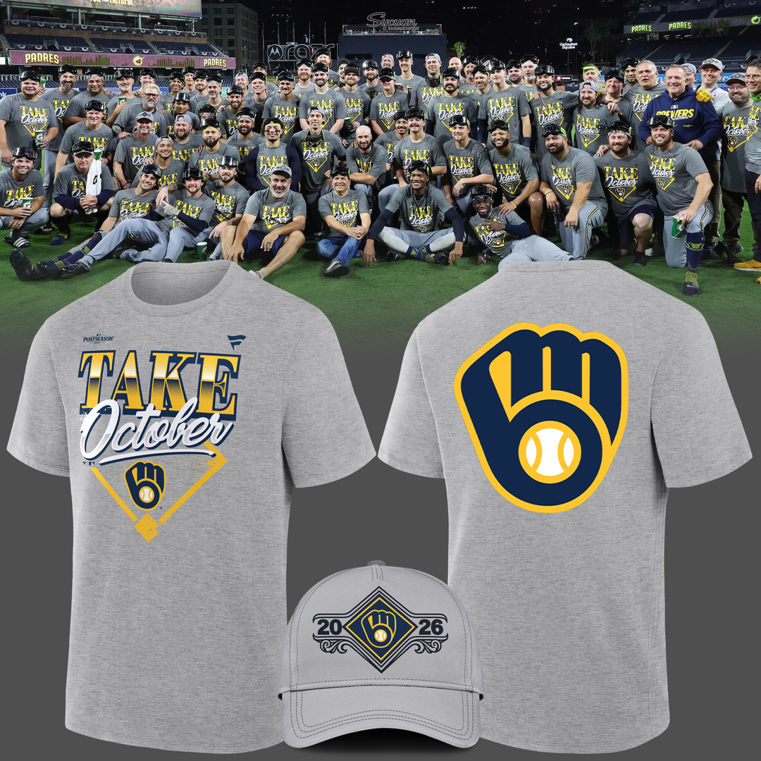 Milwaukee Brewers Gray 2026 MLB Division Series Champions Distressed Locker Room Take October T-Shirt