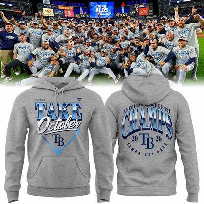 Tampa Bay Rays Gray 2026 MLB Division Series Champions Distressed Locker Room Take October Hoodie