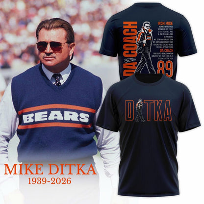 Mike Ditka Flick Off Outline Graphic Chicago Bears T-Shirt