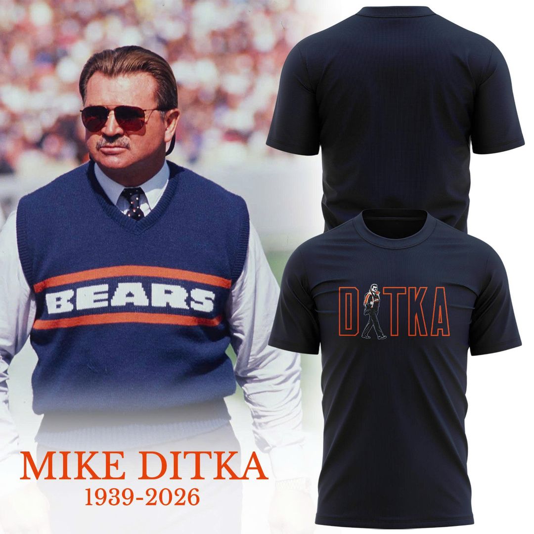 Mike Ditka Flick Off Outline Graphic Chicago Bears T-Shirt