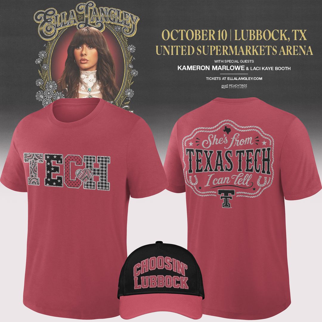 Texas Tech Red Raiders x ELLA LANGLEY The Dandelion Tour OCTOBER 10 | LUBBOCK, TX UNITED SUPERMARKETS ARENA T-shirt