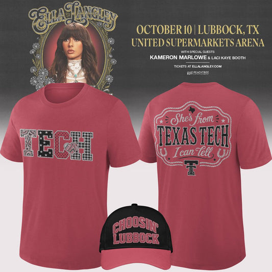 Texas Tech Red Raiders x ELLA LANGLEY The Dandelion Tour OCTOBER 10 | LUBBOCK, TX UNITED SUPERMARKETS ARENA T-shirt