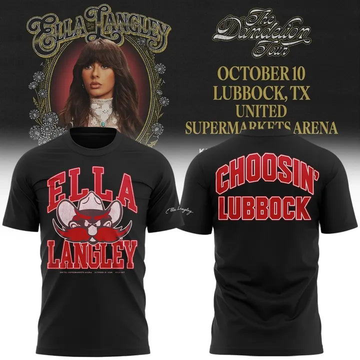 Texas Tech Red Raiders x Ella Langley-The Dandelion Tour 2026 Shirt Black
