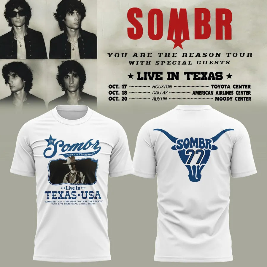 Limited Edition Sombr 2026 You Are The Reason Dateback Tour TShirt