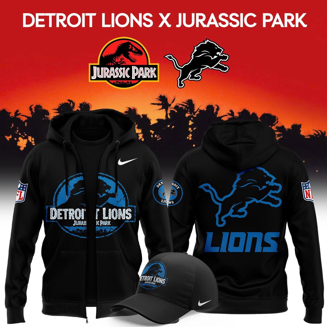 Detroit Lions Jurassic Park Zip Hoodie