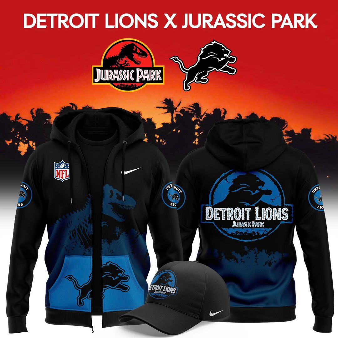 Detroit Lions Jurassic Park Zip Hoodie