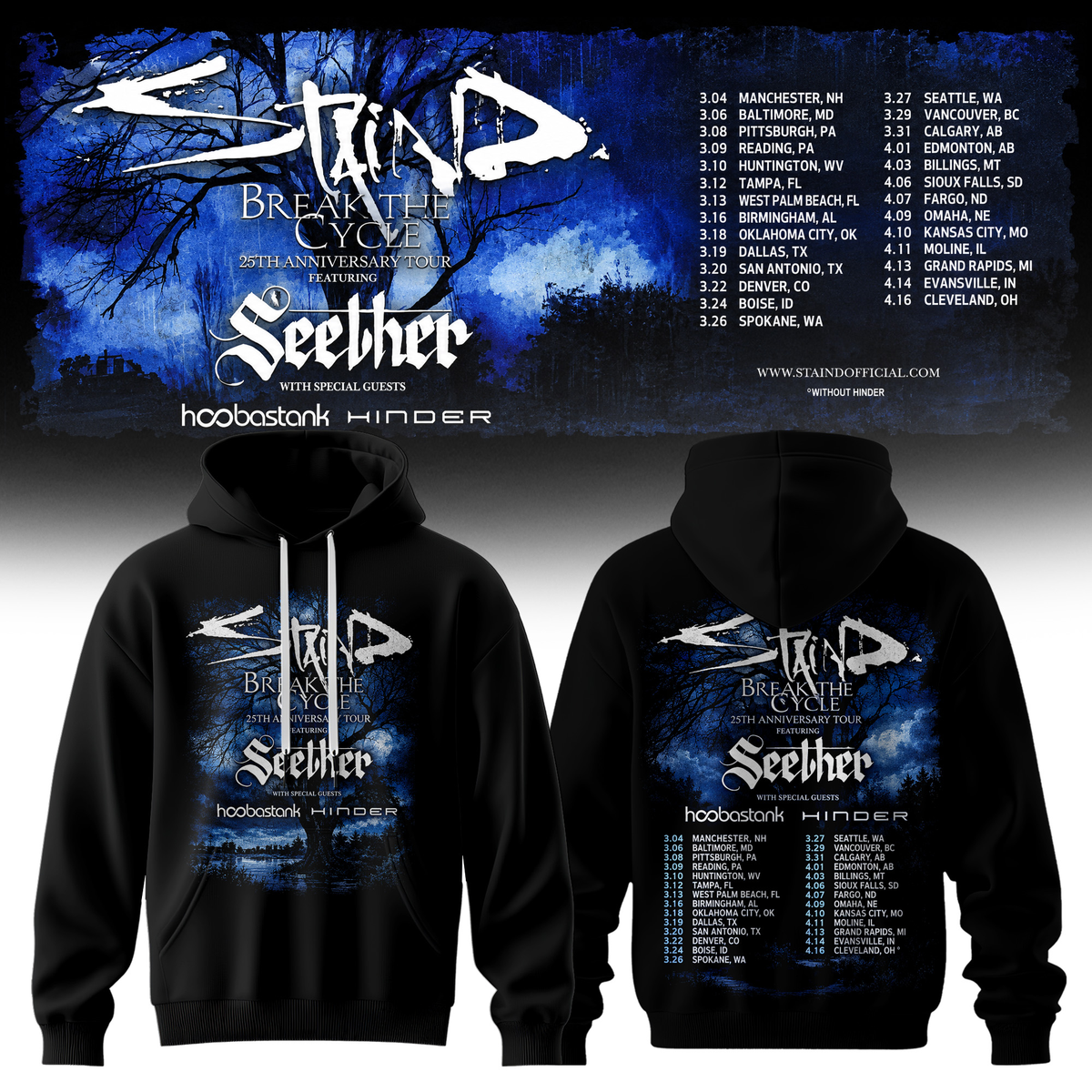 STAIND — BREAK THE CYCLE 25TH ANNIVERSARY TOUR Limited Edition Hoodie