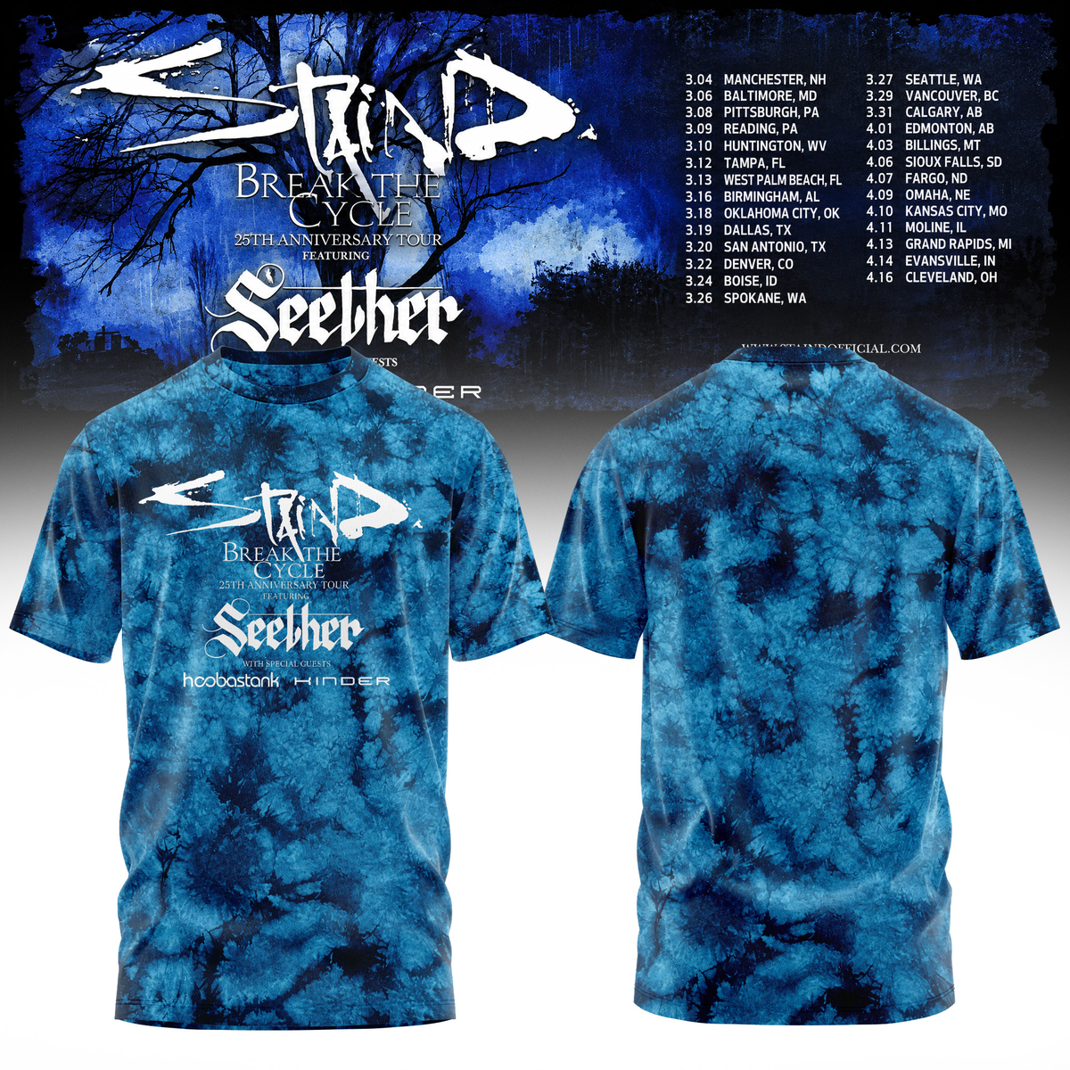 STAIND — BREAK THE CYCLE 25TH ANNIVERSARY TOUR TShirt