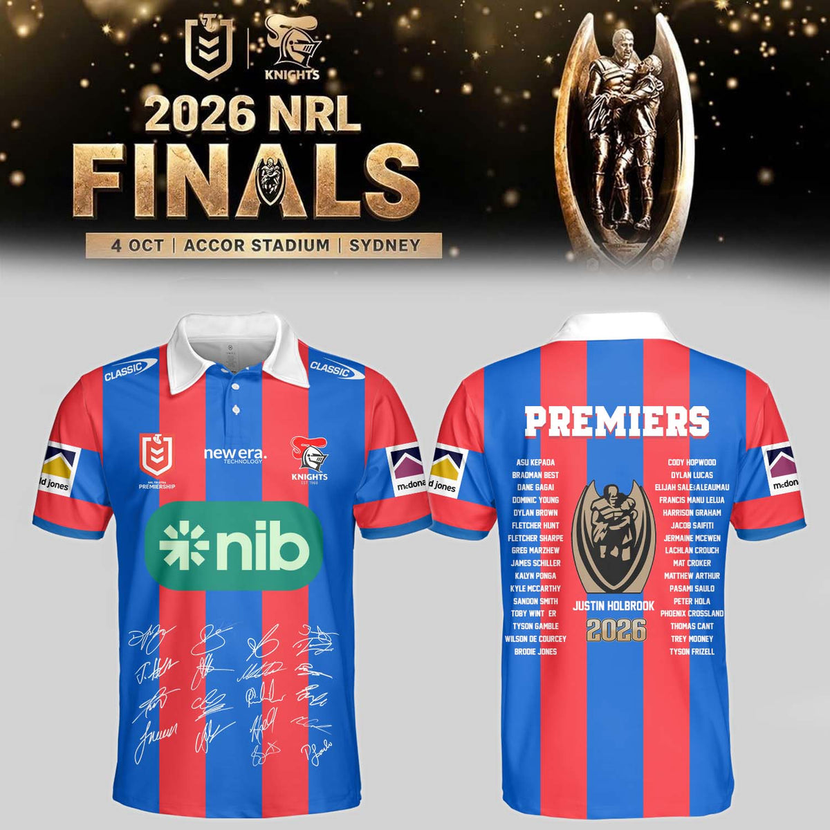 Limited Edition Newcastle Knights 🏆 NRL Premiers 2026 Polo