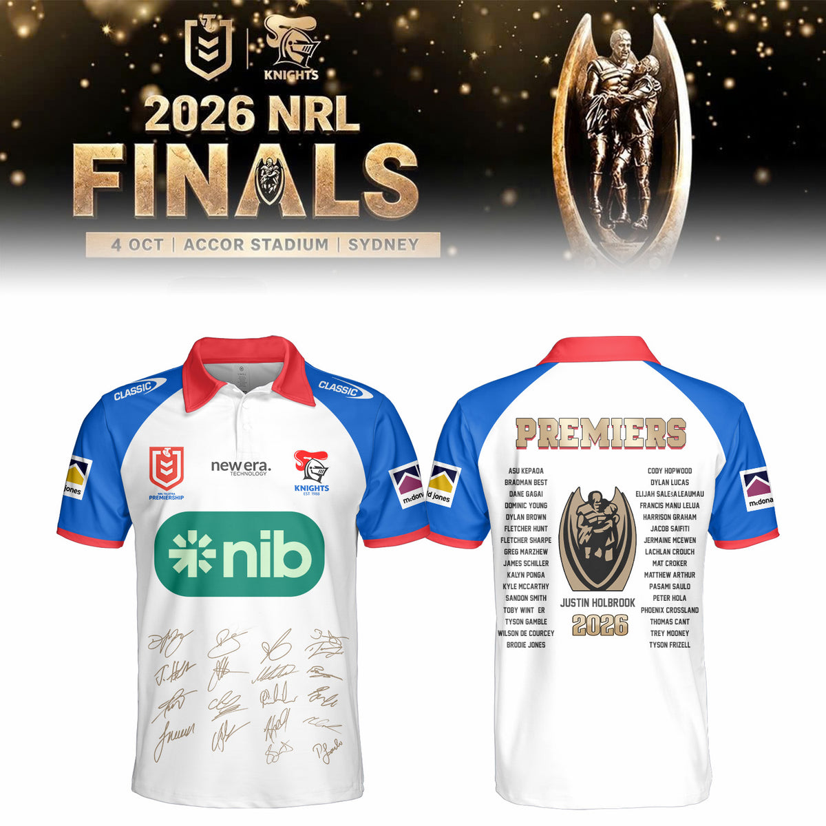 Limited Edition Newcastle Knights 🏆 NRL Premiers 2026 Polo