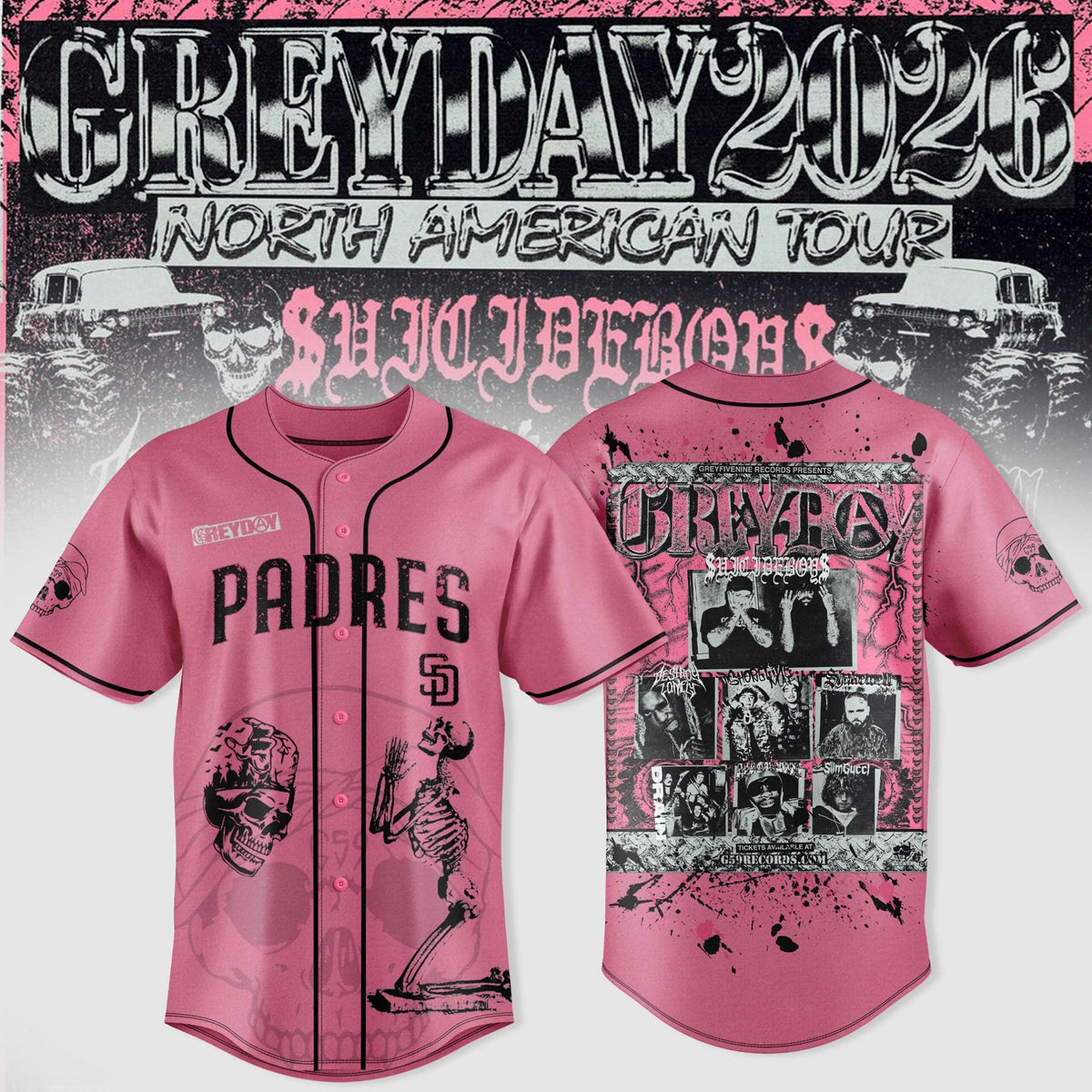 All Team MLB X $uicideboy$ Greyday 2026 “ North American Tour Jersey