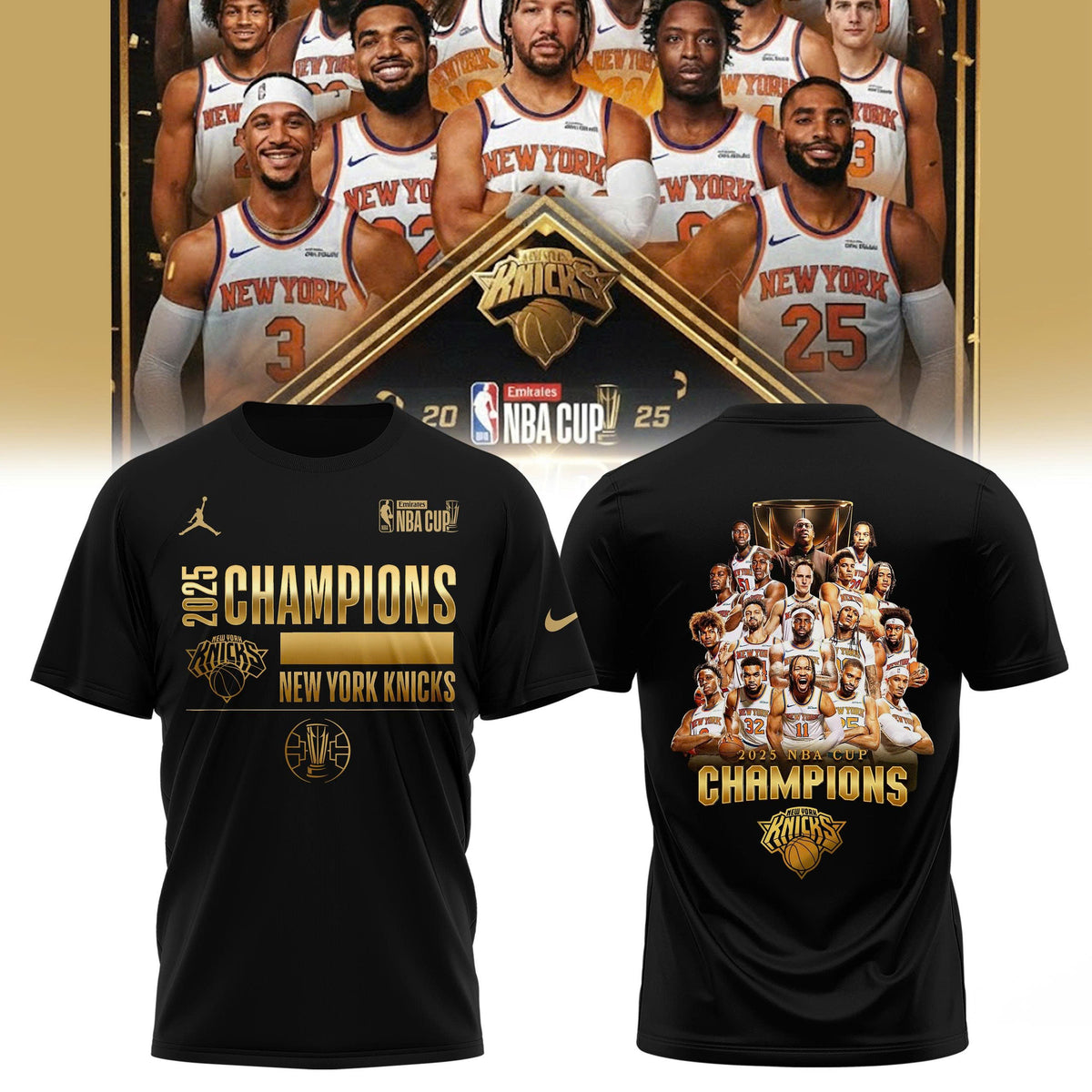 New York Knicks 2025 NBA Cup Champions T-Shirt Limited Edition