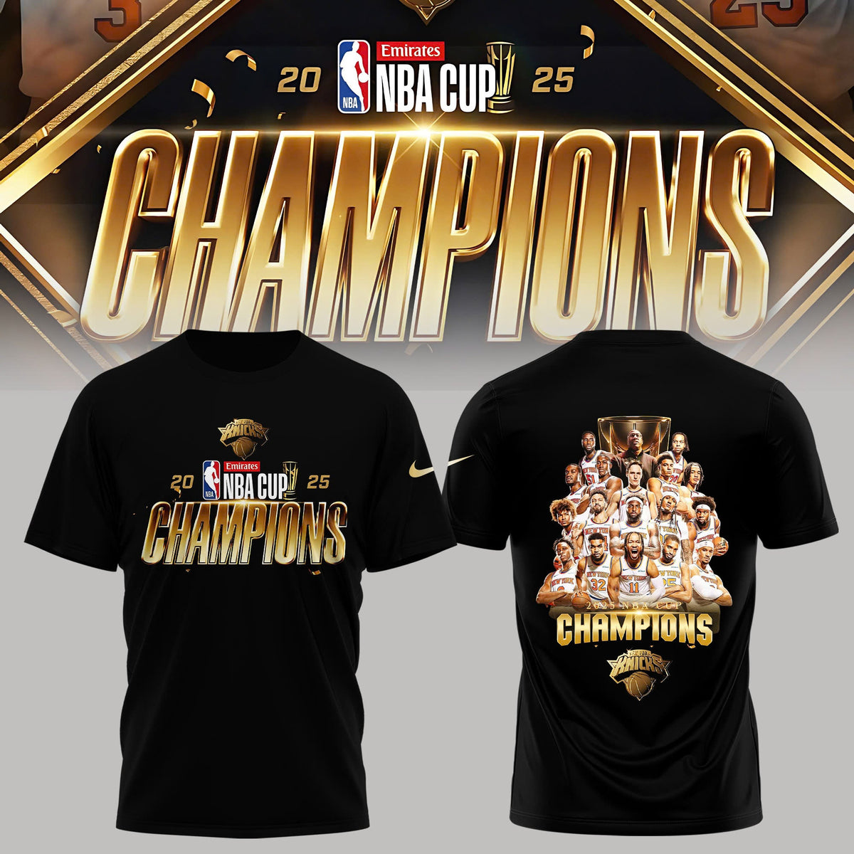 New York Knicks 2025 NBA Cup Champions T-Shirt Limited Edition